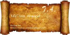 Tálos Armand névjegykártya
